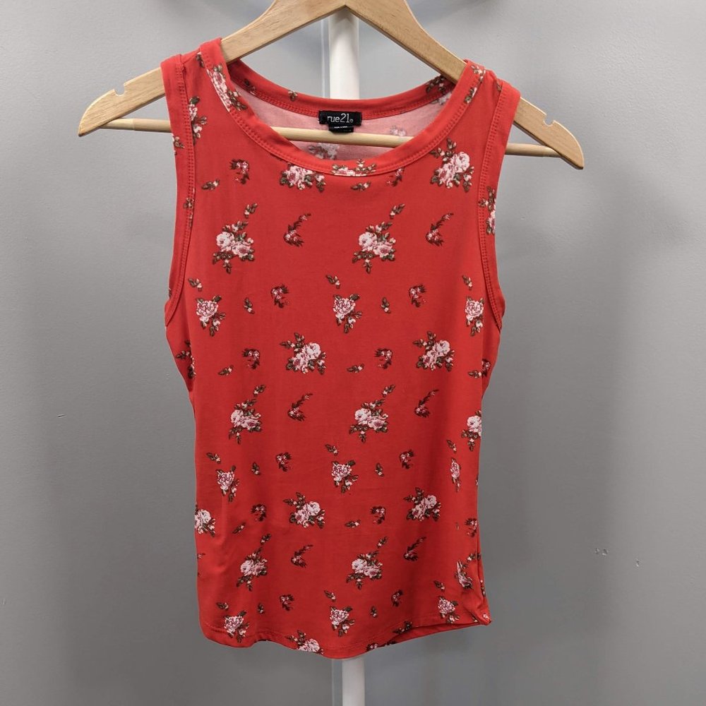 Rue 21 Red Floral Racerback SleevelessTank, M